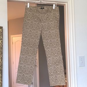 J. Crew Gold and Cream Ikat Print Ankle/Cropped Pants Size 0